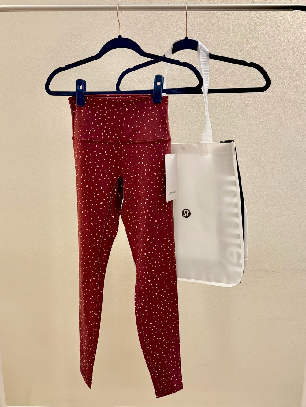 NWT Lululemon Align No Line HR Pant 28" Heart Dot Maroon Red Pink Size 6
